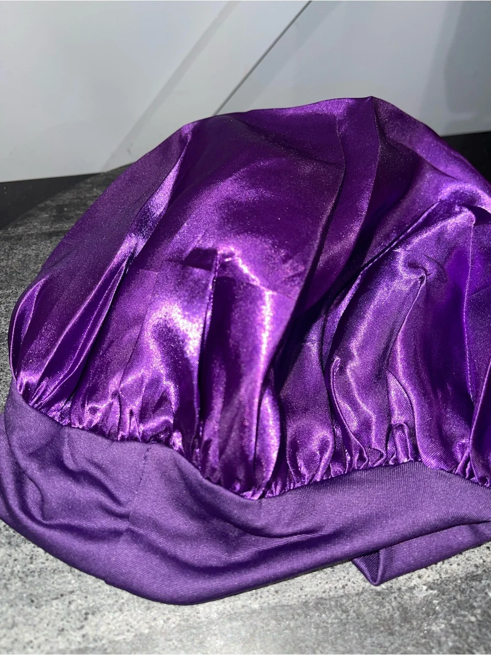 Purple Satin Sleep Bonnet for Adults - Stretchy Nightcap